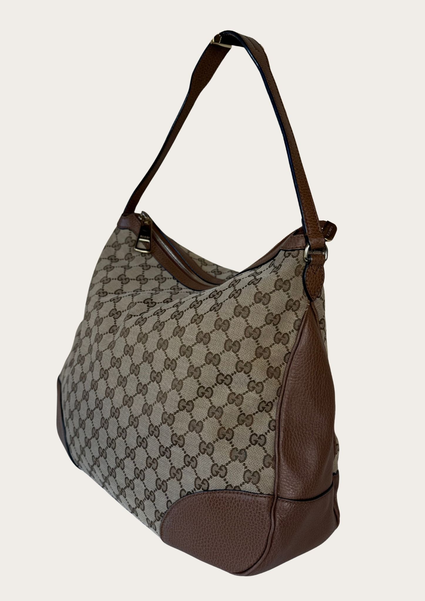 Genuine Gucci GG canvas and leather shoulder bag