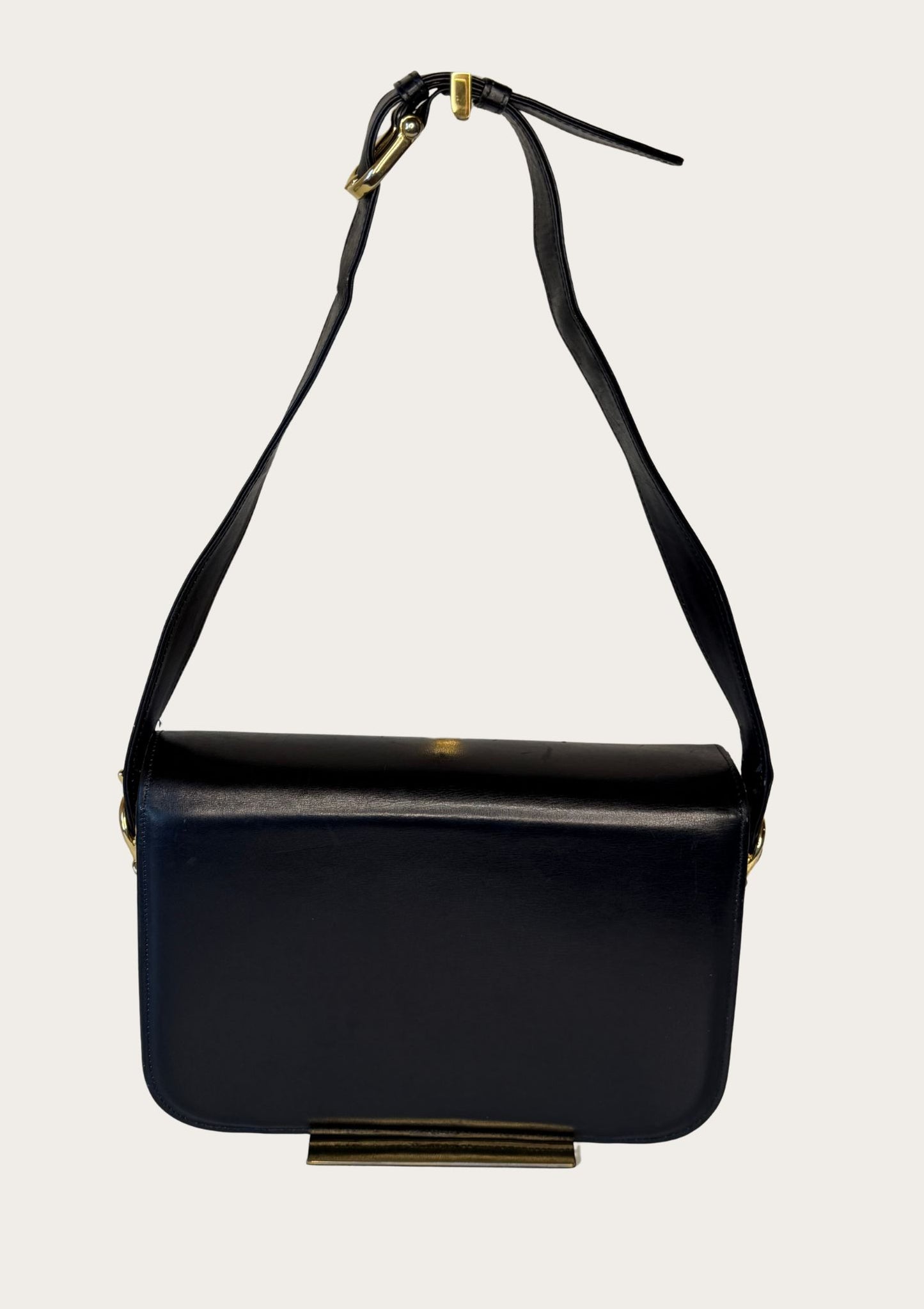 Vintage Celine Horse Carriage bag in black leather with golden details