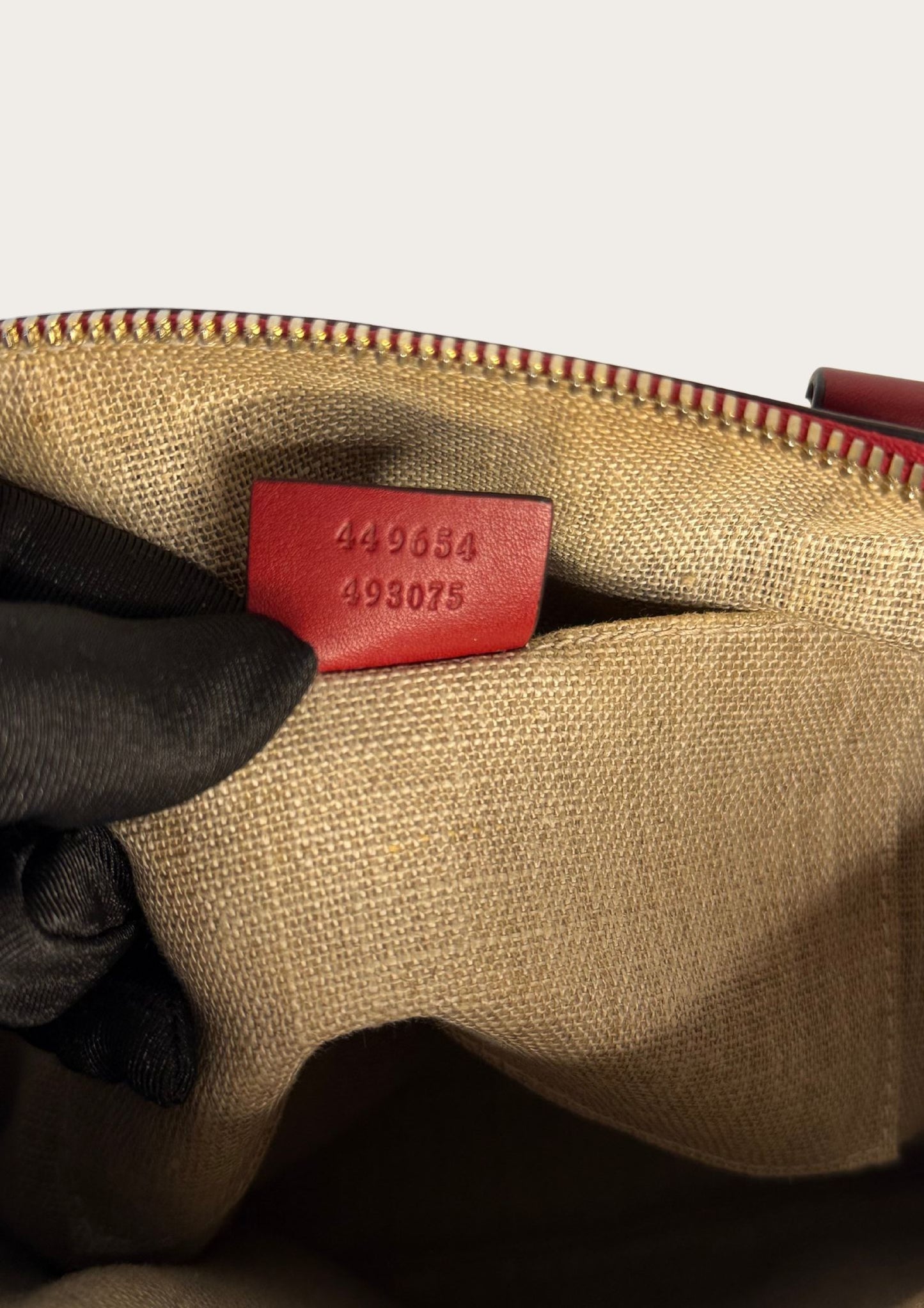 Gucci Dôme bag in mini Guccissima leather in burgundy red, authentic