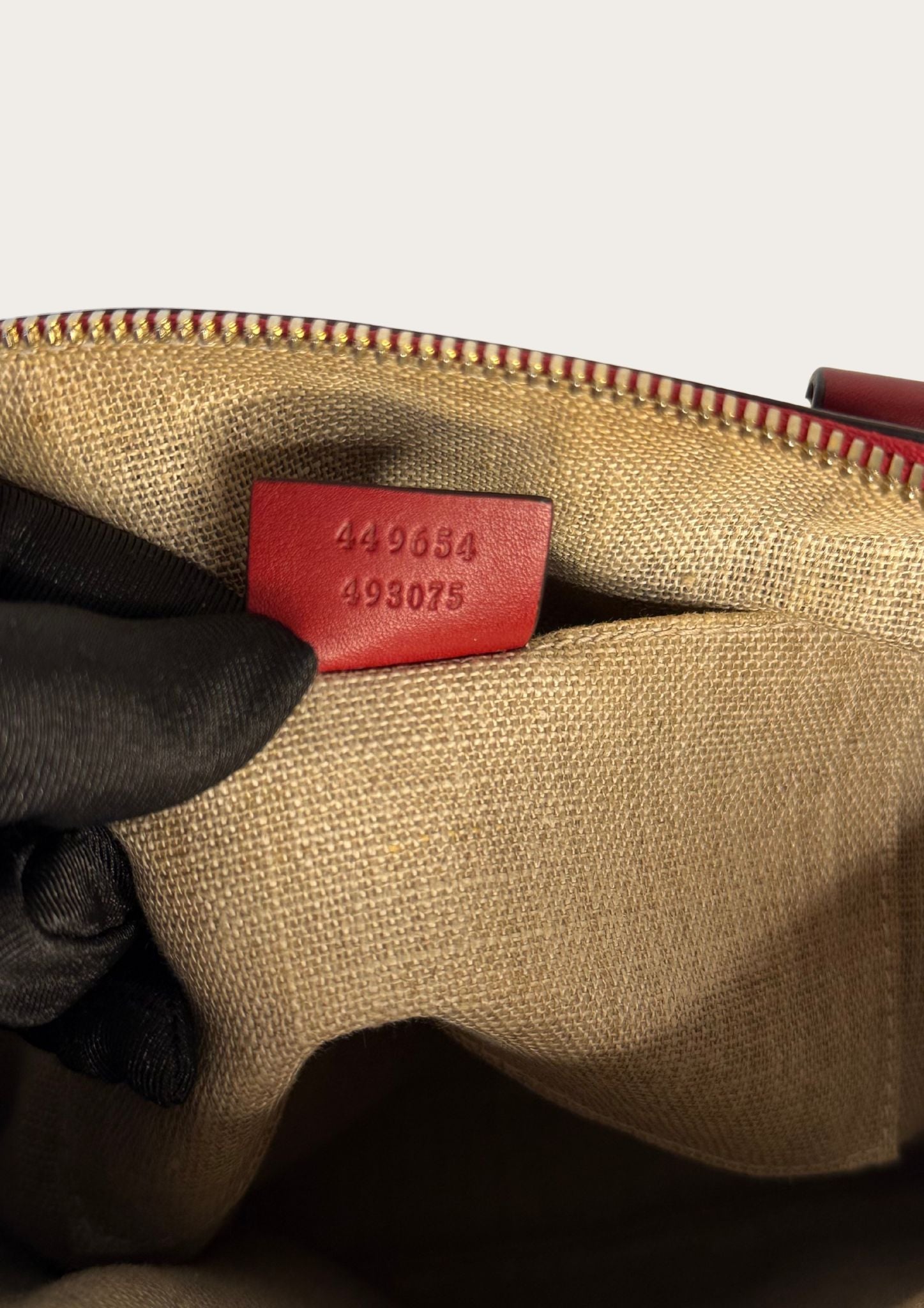 Gucci Dôme bag in mini Guccissima leather in burgundy red, authentic