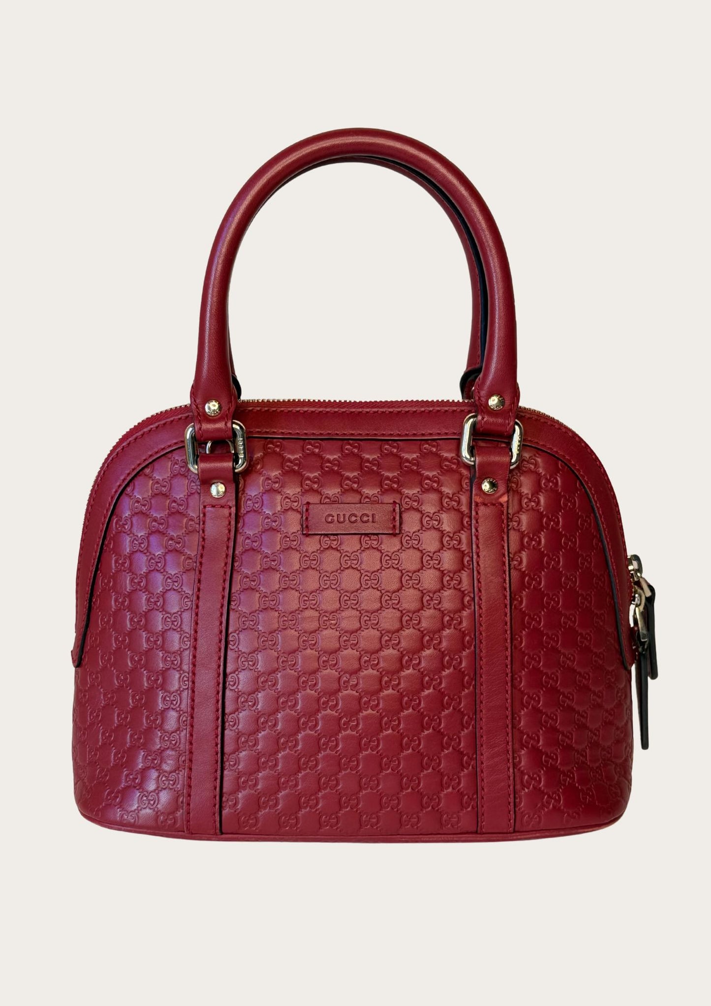 Gucci Dôme bag in mini Guccissima leather in burgundy red, authentic