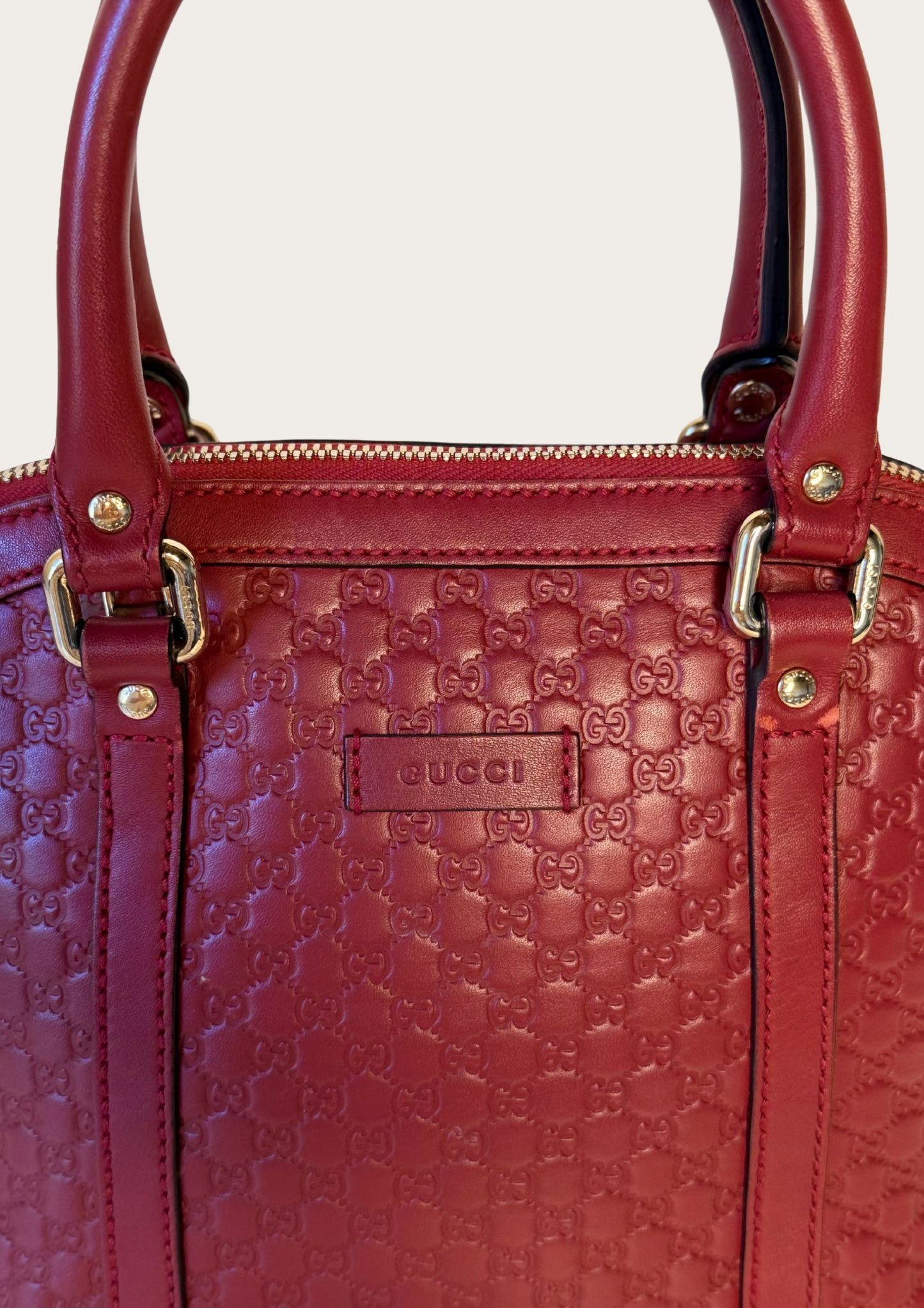 Gucci Dôme bag in mini Guccissima leather in burgundy red, authentic