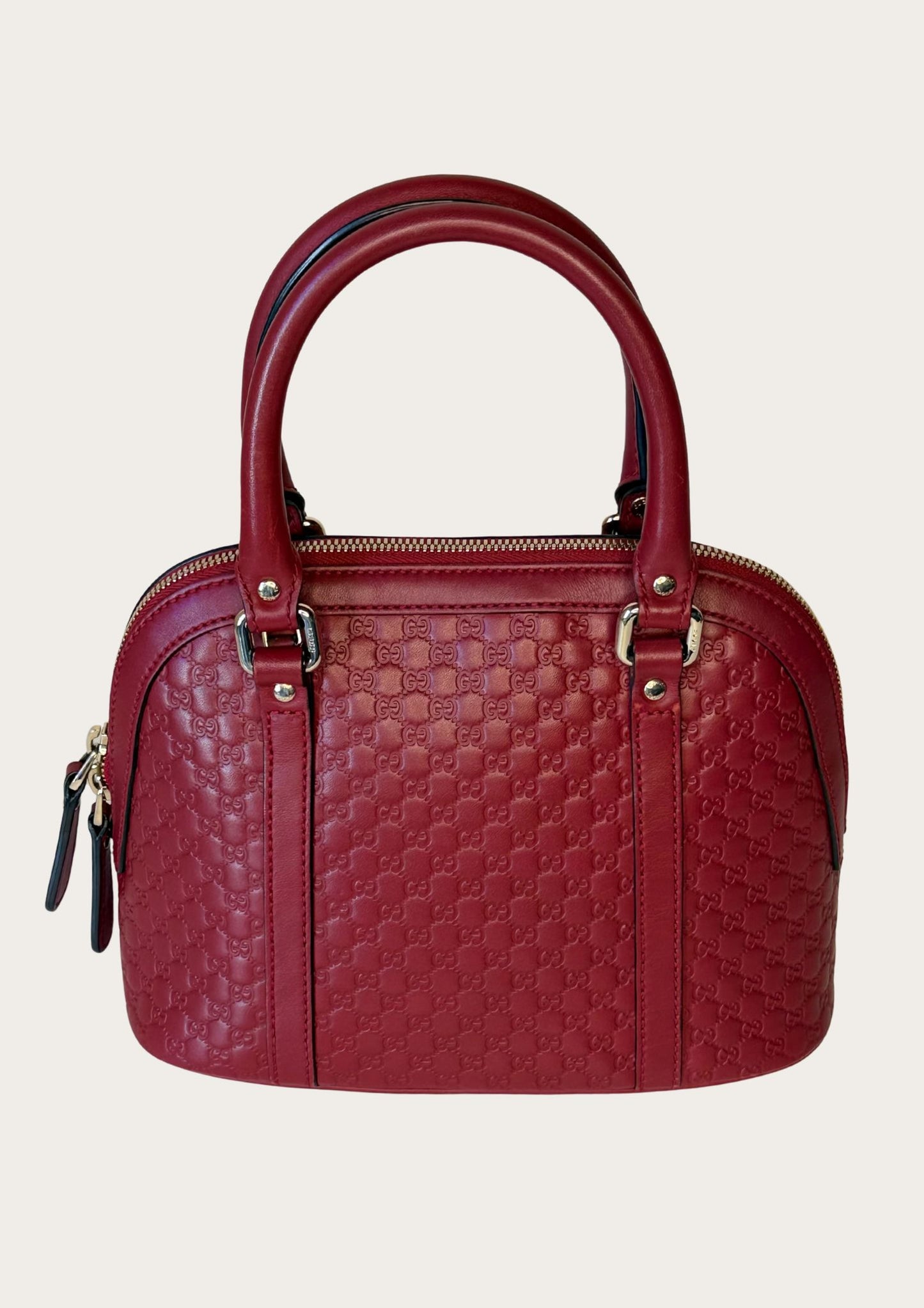 Gucci Dôme bag in mini Guccissima leather in burgundy red, authentic