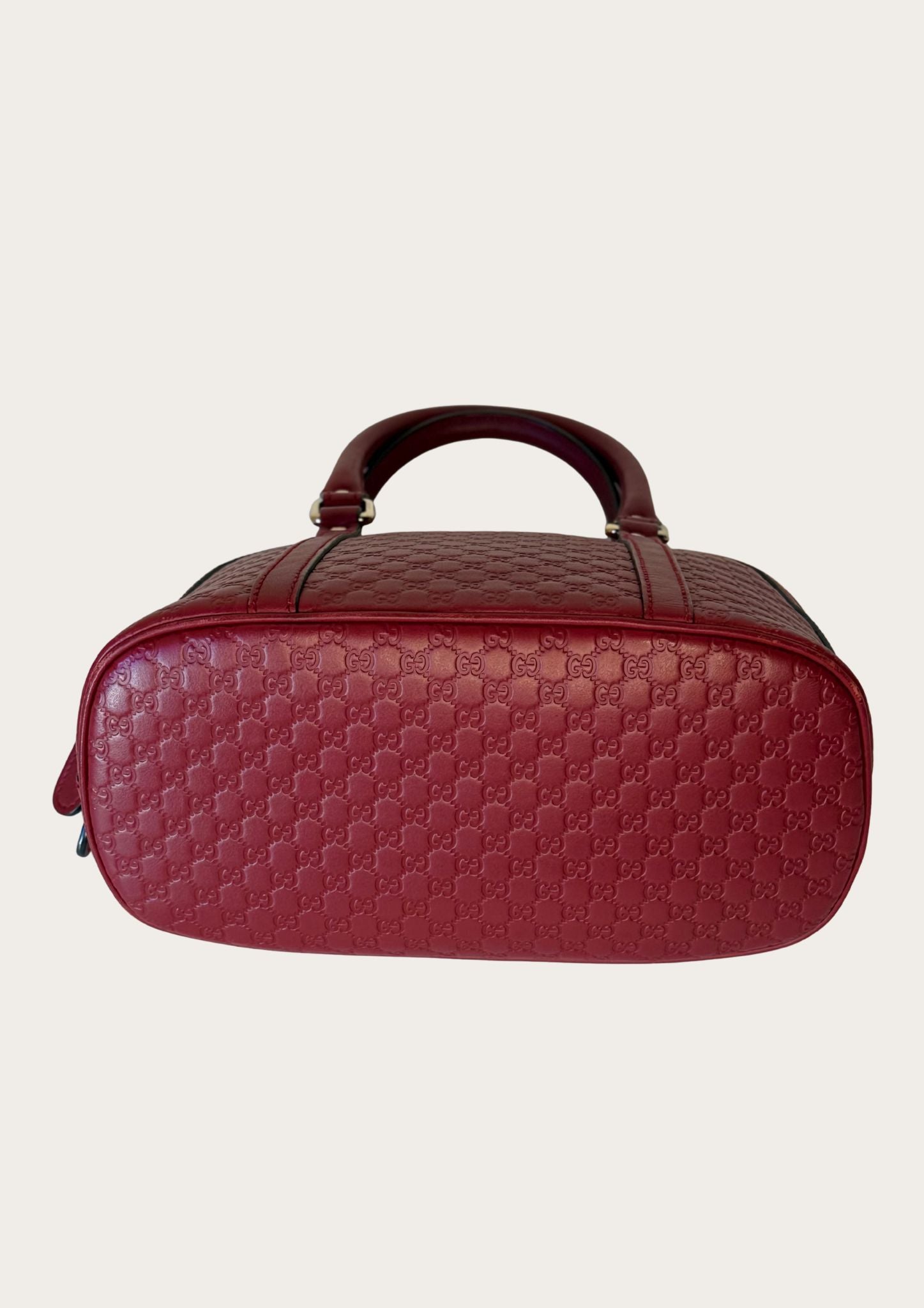 Gucci Dôme bag in mini Guccissima leather in burgundy red, authentic
