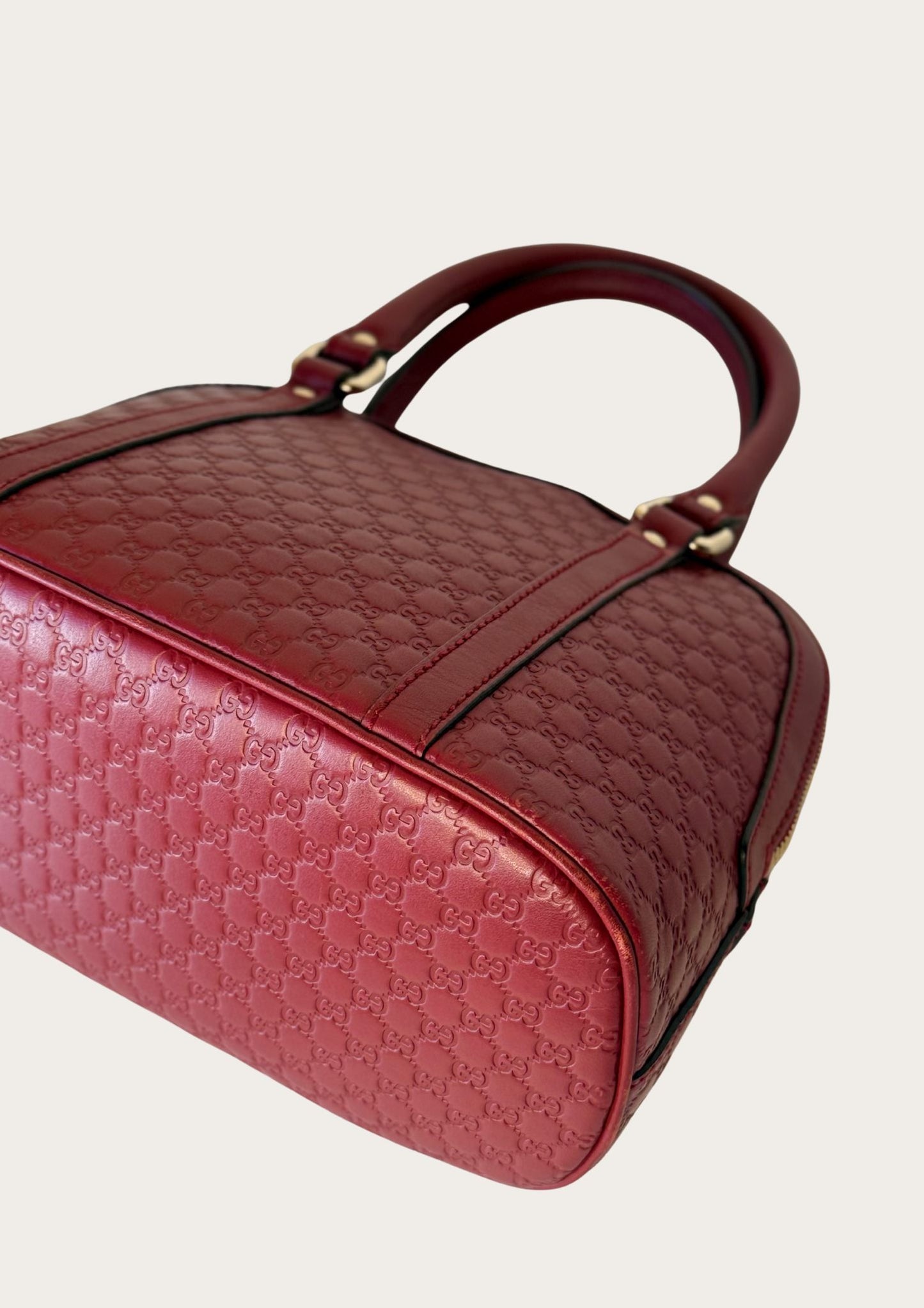 Gucci Dôme bag in mini Guccissima leather in burgundy red, authentic