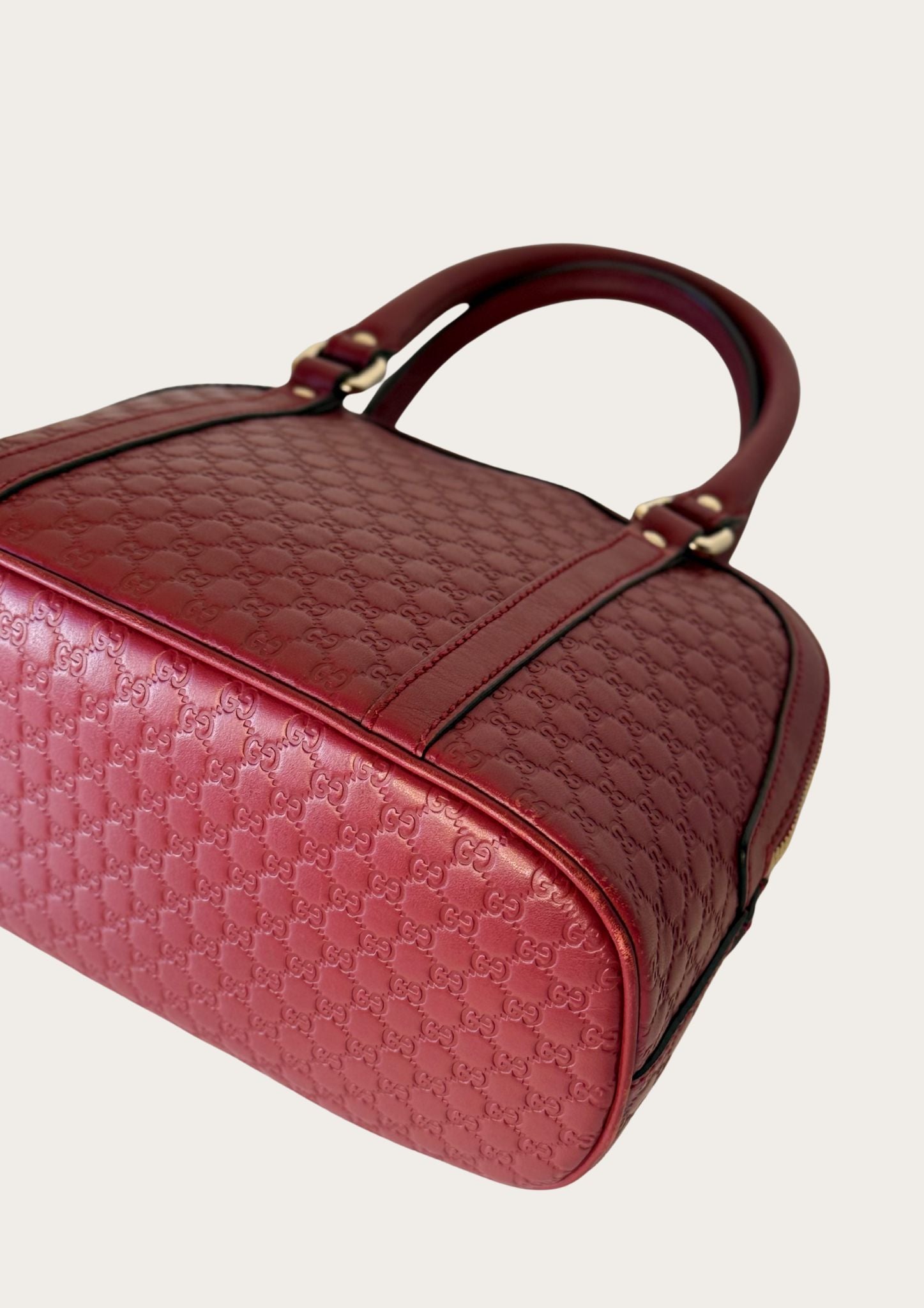 Gucci Dôme bag in mini Guccissima leather in burgundy red, authentic