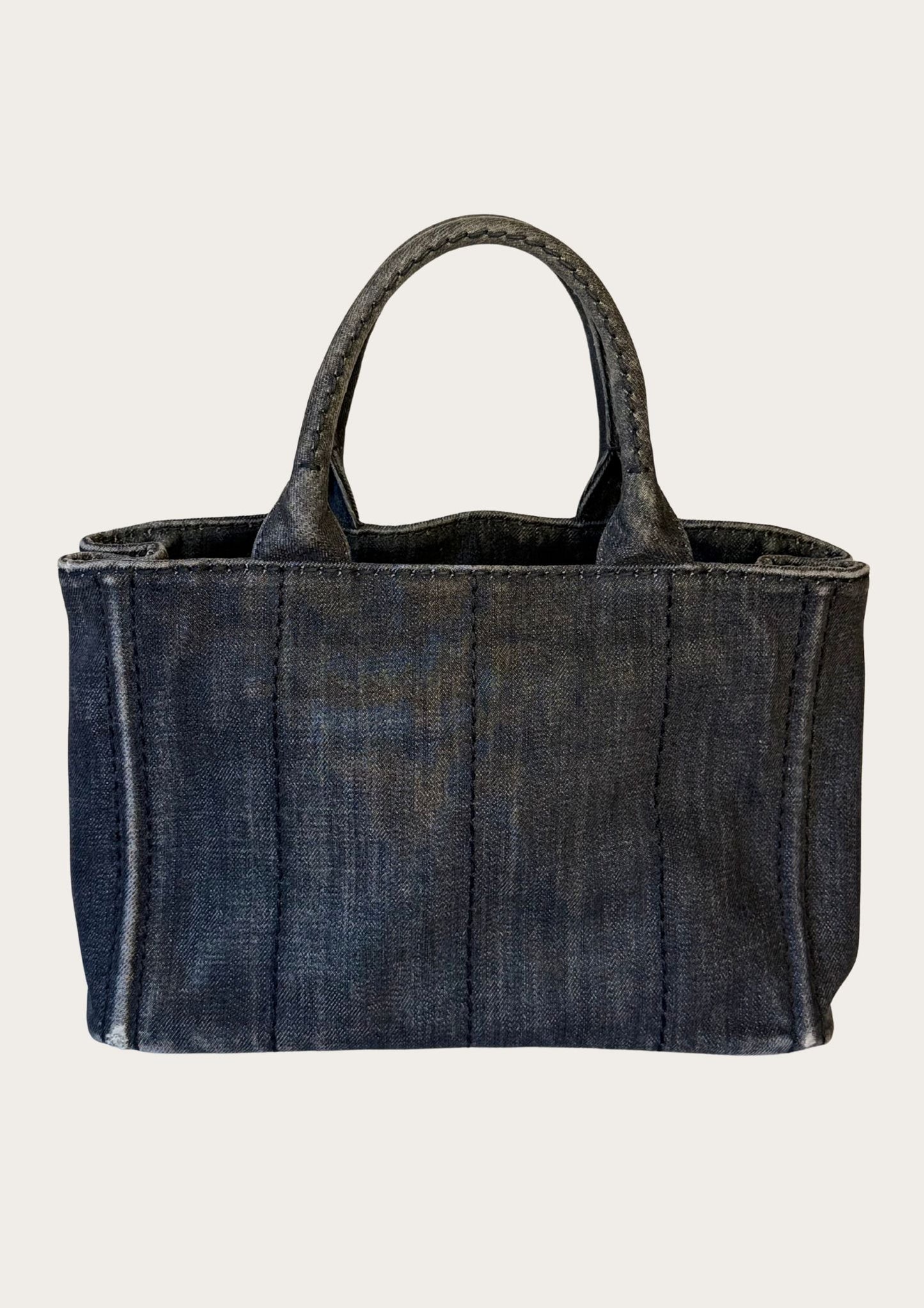 Authentic Prada Cabas Canapa tote bag in black denim