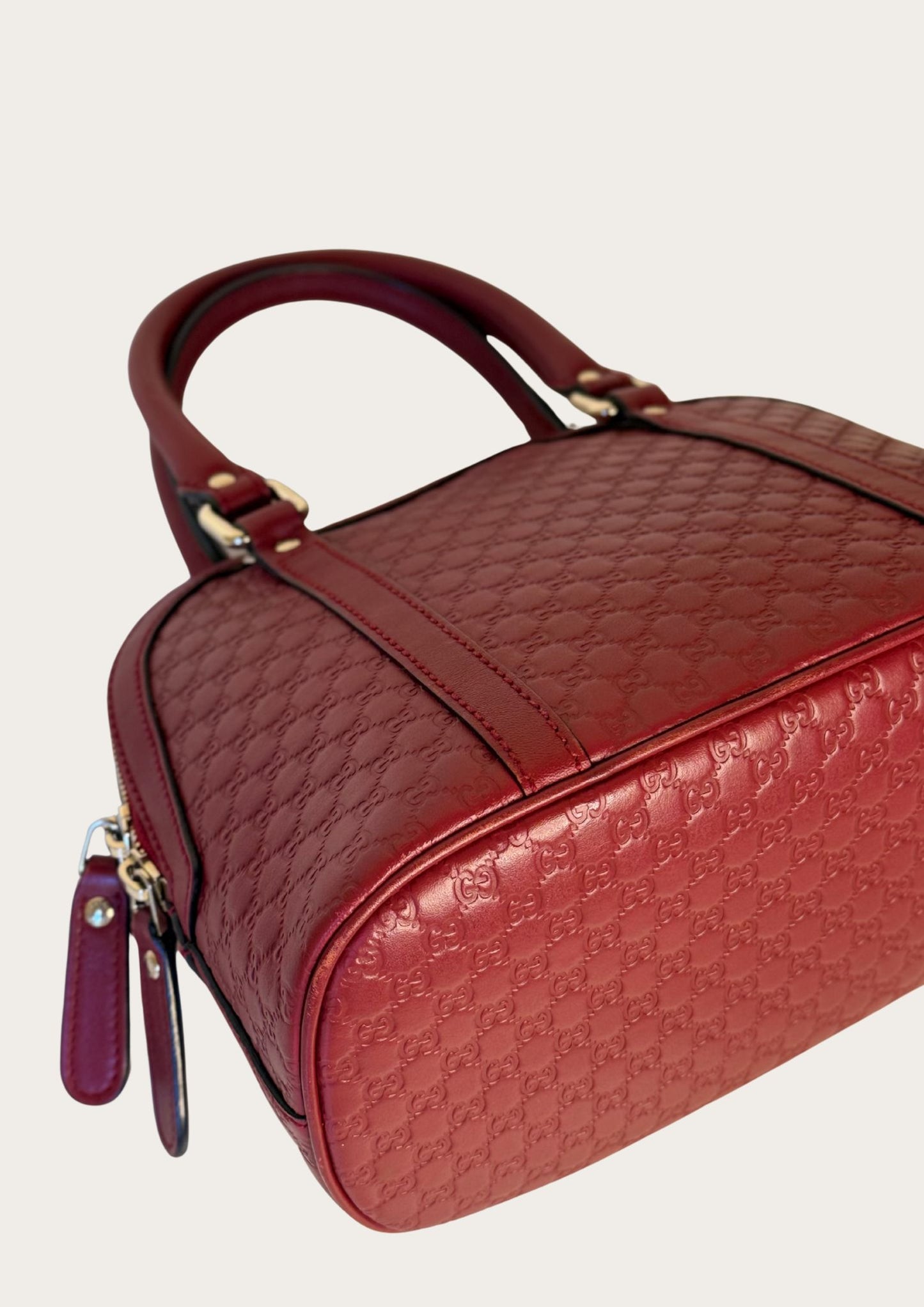 Gucci Dôme bag in mini Guccissima leather in burgundy red, authentic