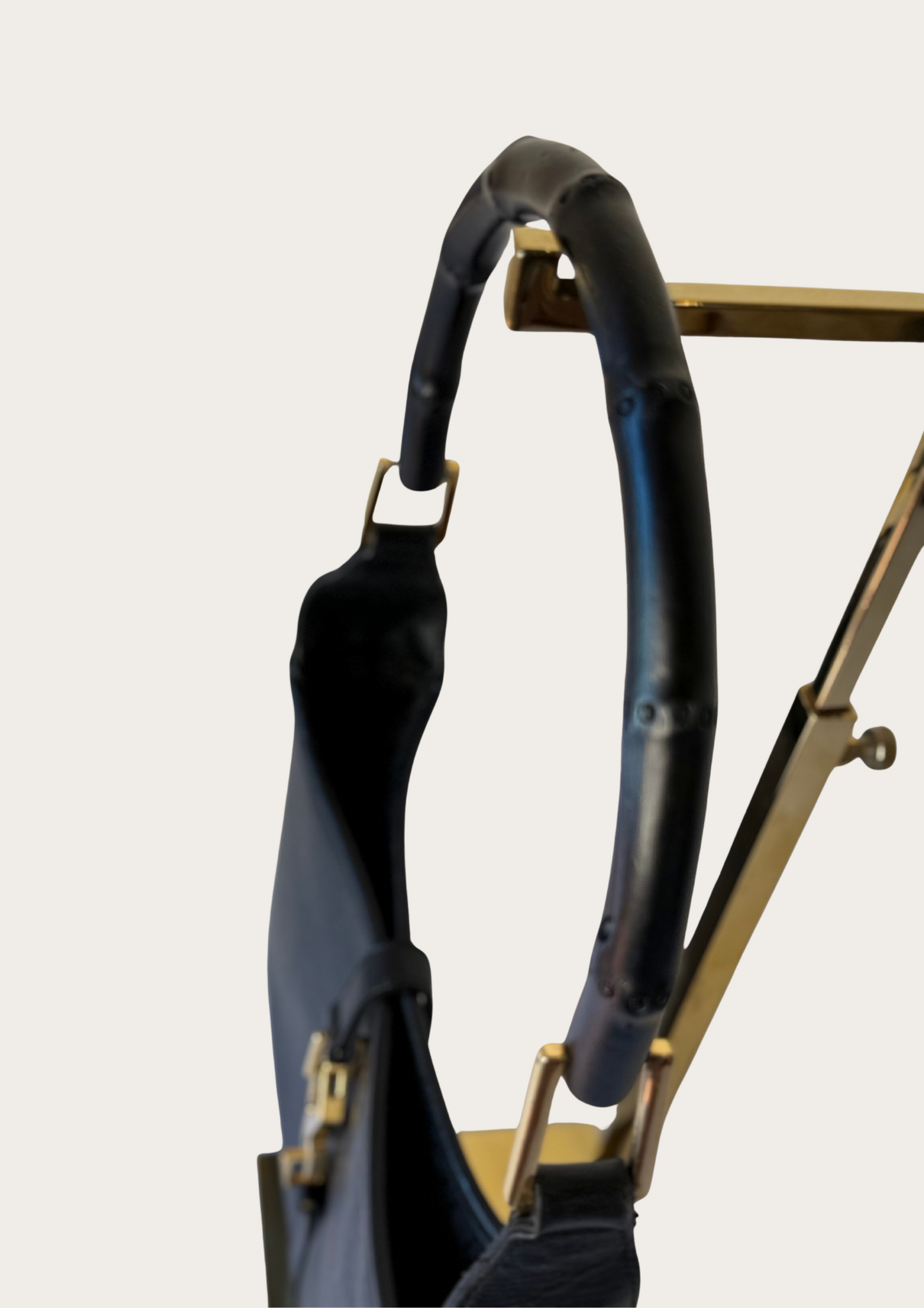 Vintage Gucci Jackie bamboo handle all leather black shoulder bag