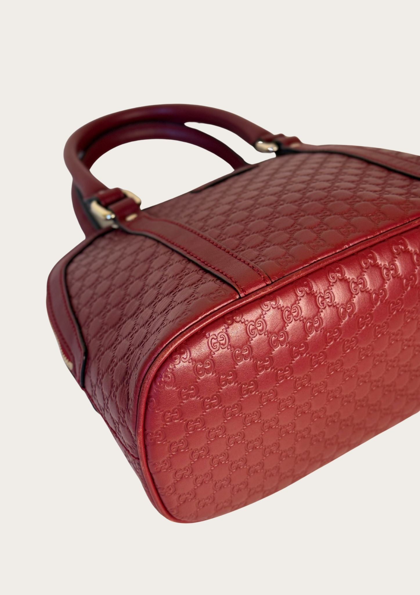 Gucci Dôme bag in mini Guccissima leather in burgundy red, authentic