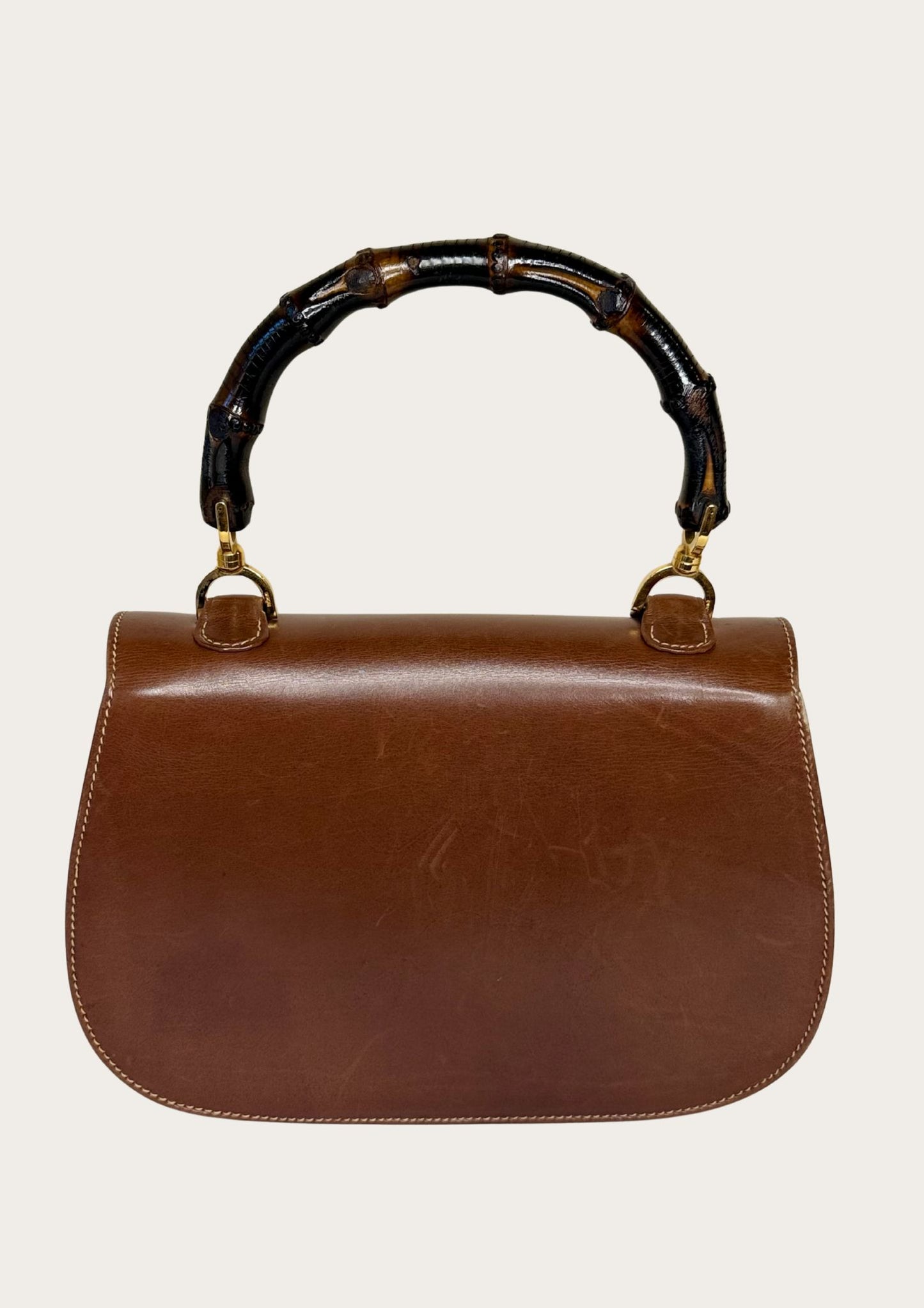 Authentic Gucci bamboo 1947 convertible handbag in brown leather