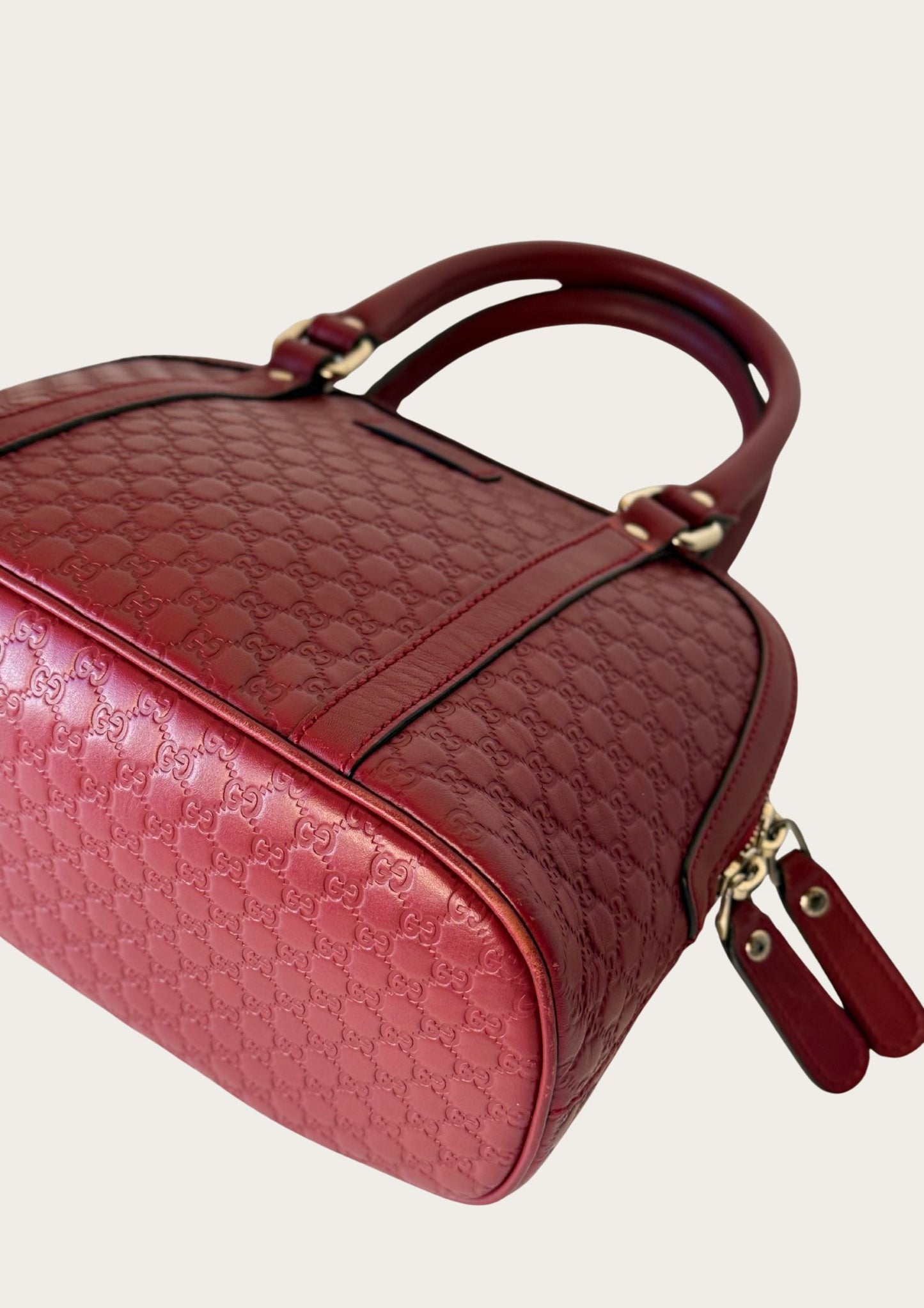 Gucci Dôme bag in mini Guccissima leather in burgundy red, authentic