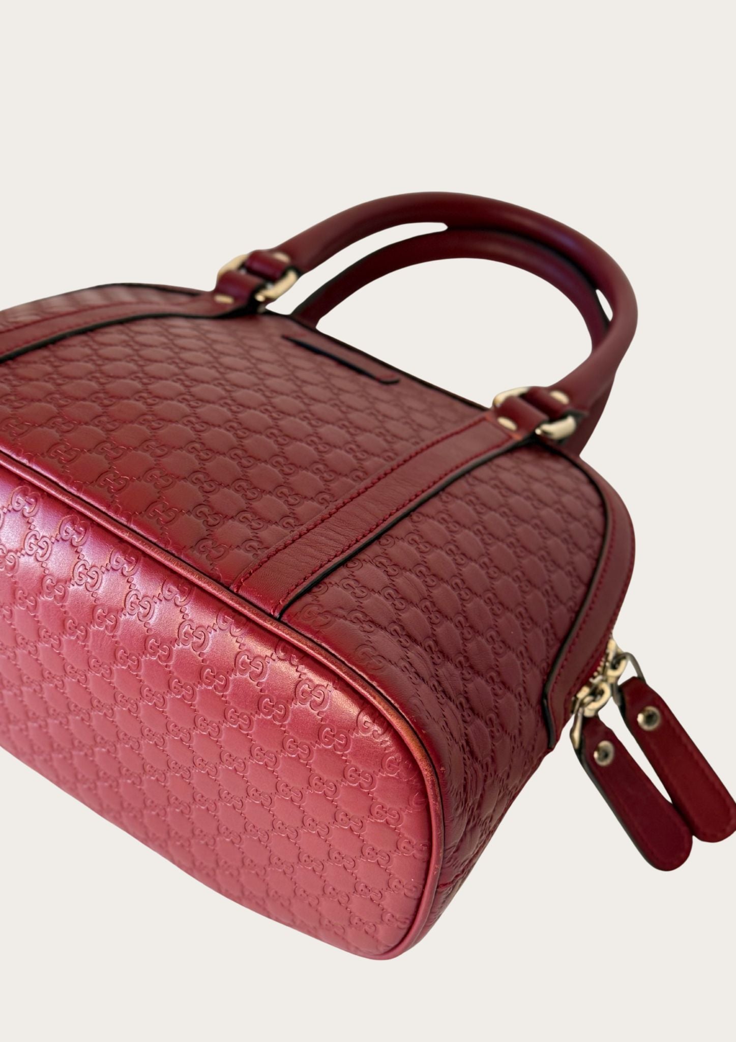 Gucci Dôme bag in mini Guccissima leather in burgundy red, authentic