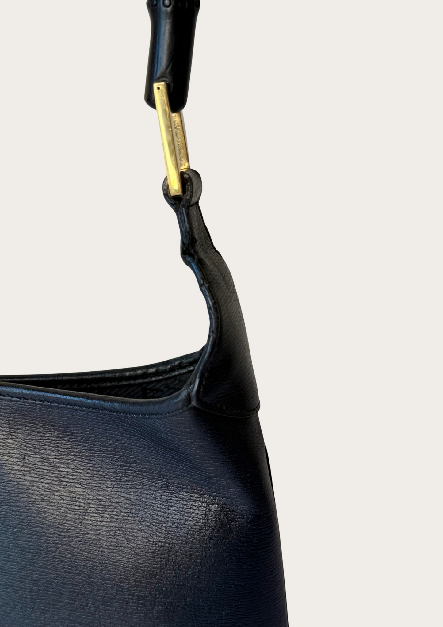 Vintage Gucci Jackie bamboo handle all leather black shoulder bag