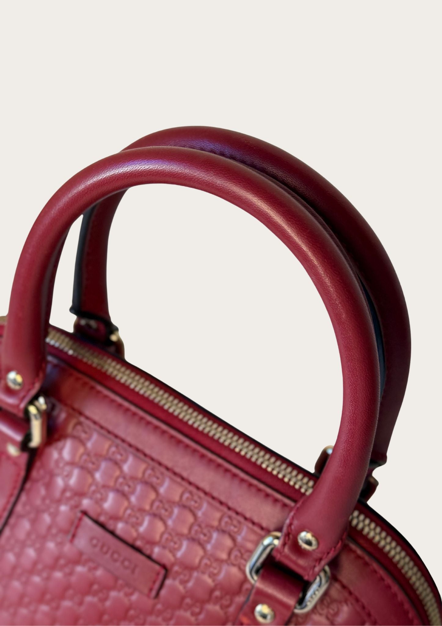 Gucci Dôme bag in mini Guccissima leather in burgundy red, authentic