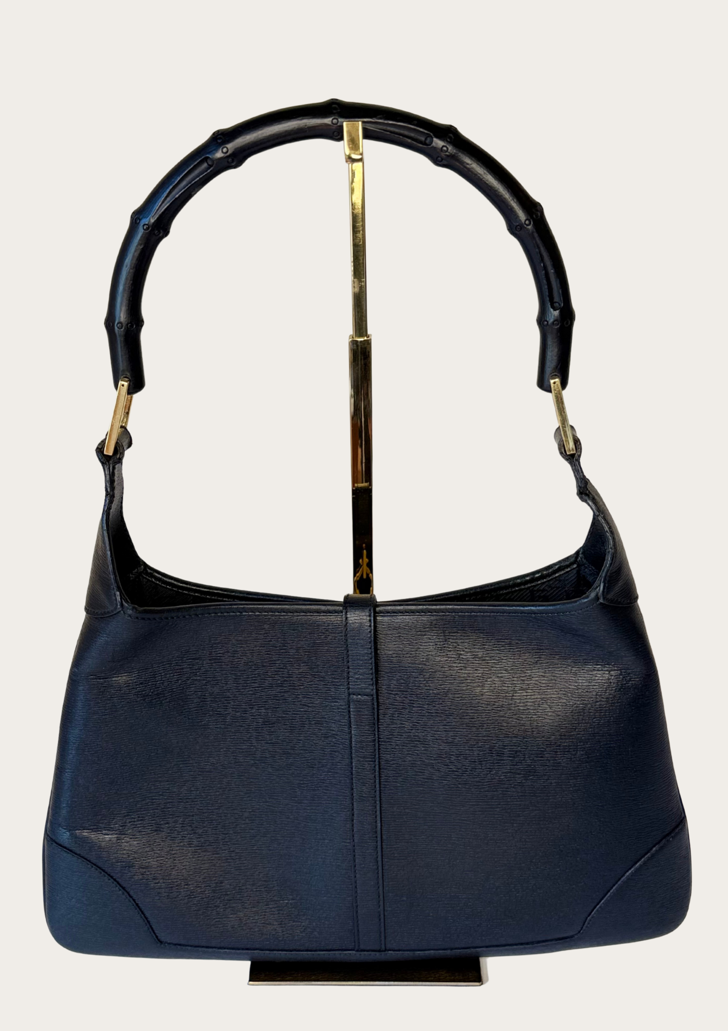 Vintage Gucci Jackie bamboo handle all leather black shoulder bag