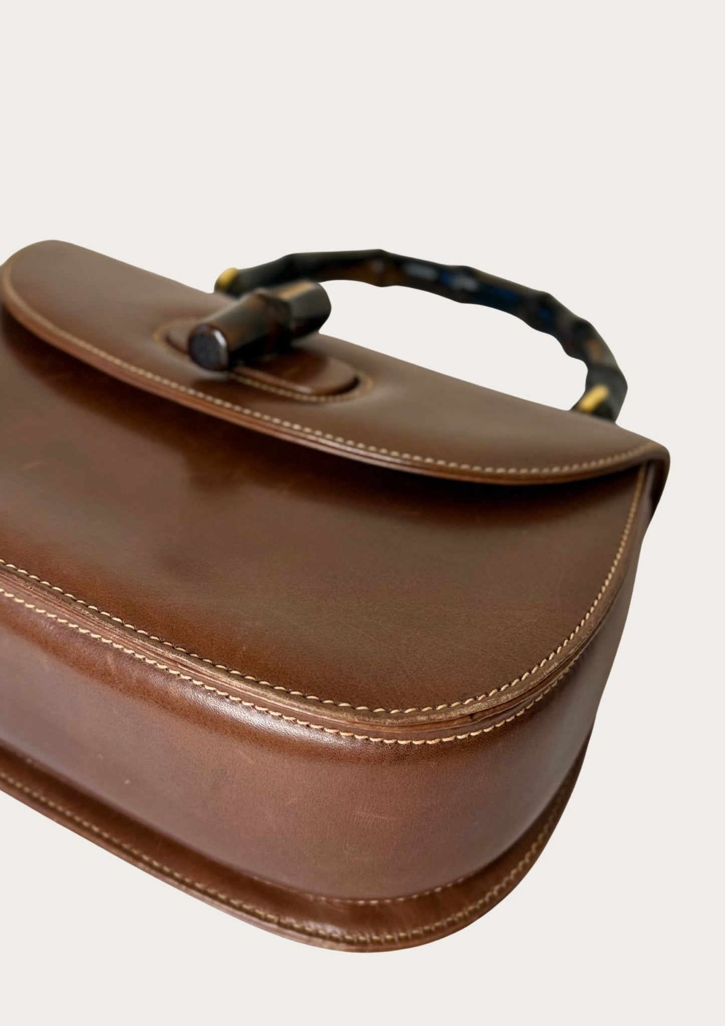 Authentic Gucci bamboo 1947 convertible handbag in brown leather