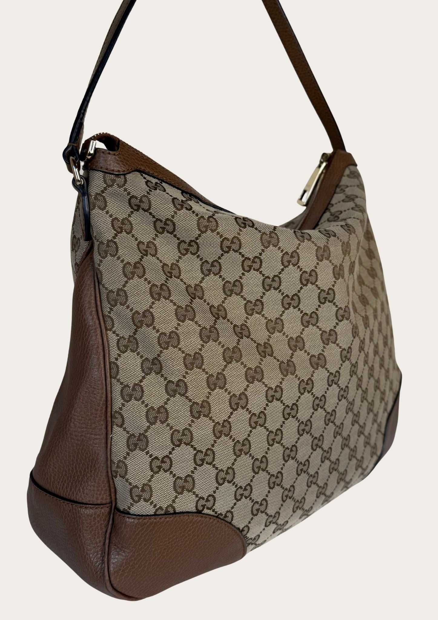 Genuine Gucci GG canvas and leather shoulder bag