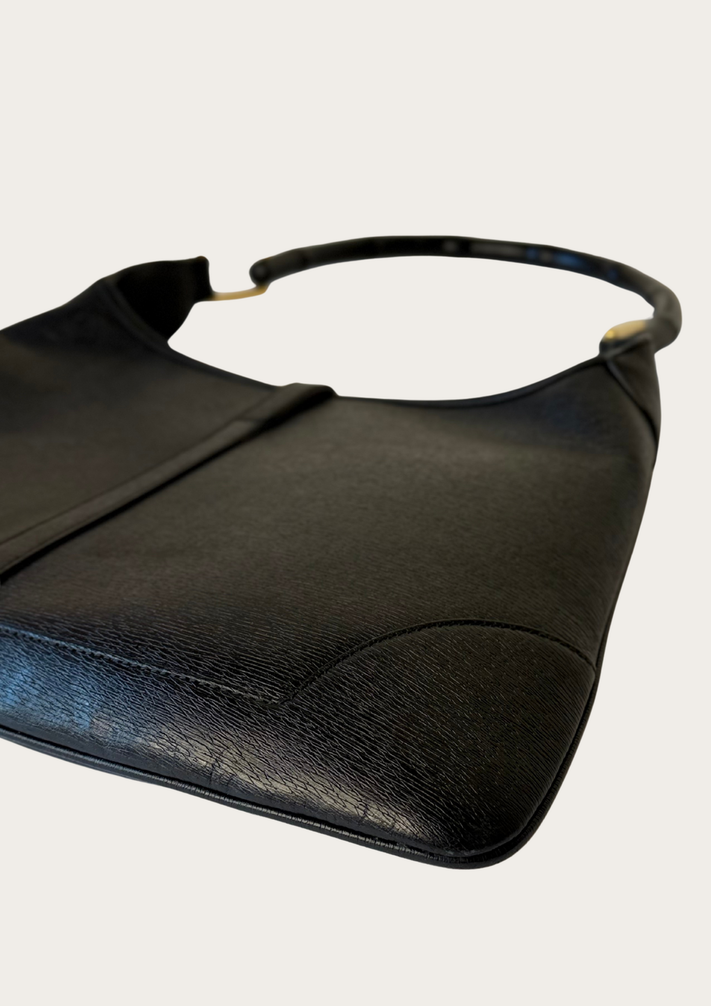 Vintage Gucci Jackie bamboo handle all leather black shoulder bag