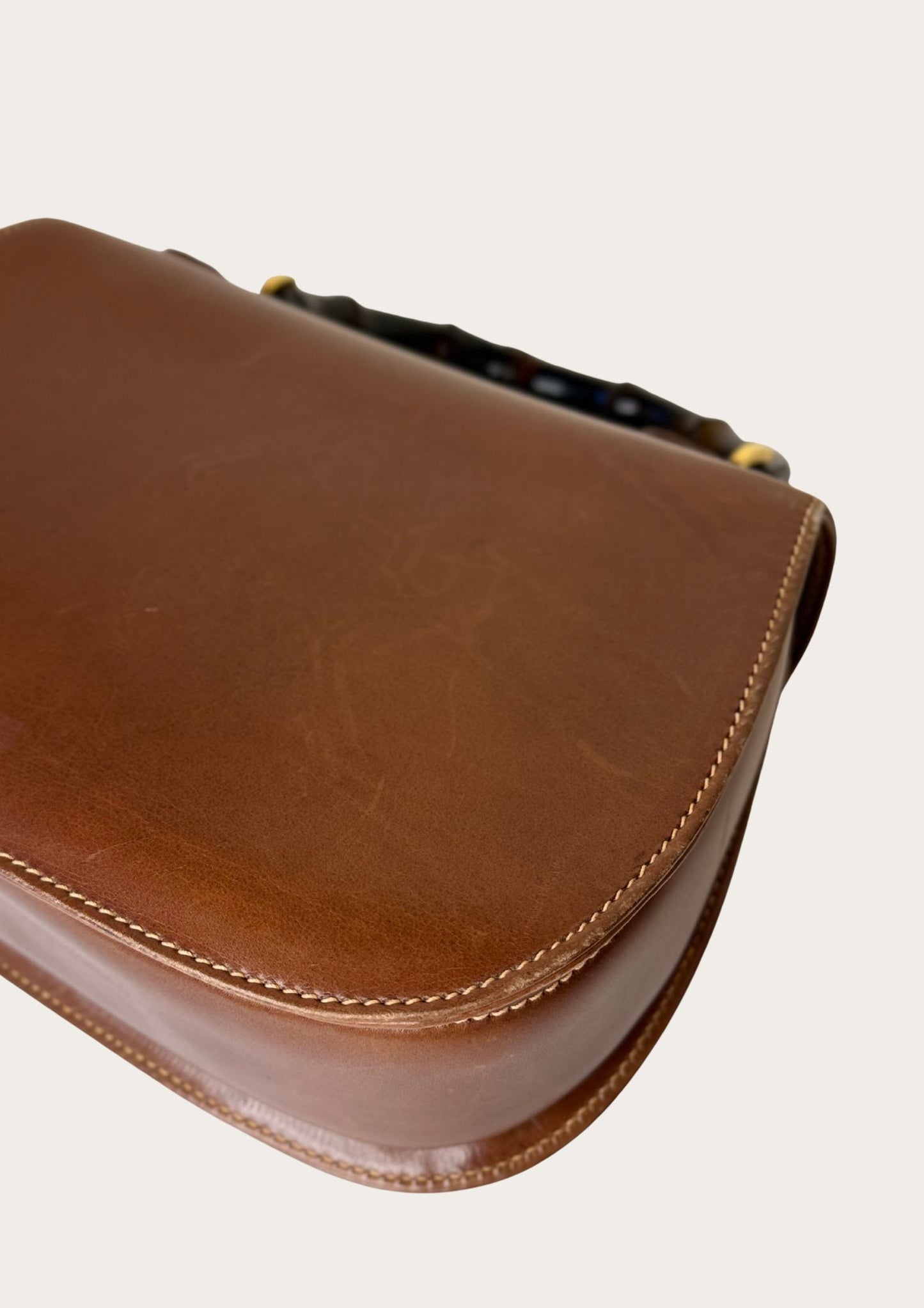 Authentic Gucci bamboo 1947 convertible handbag in brown leather