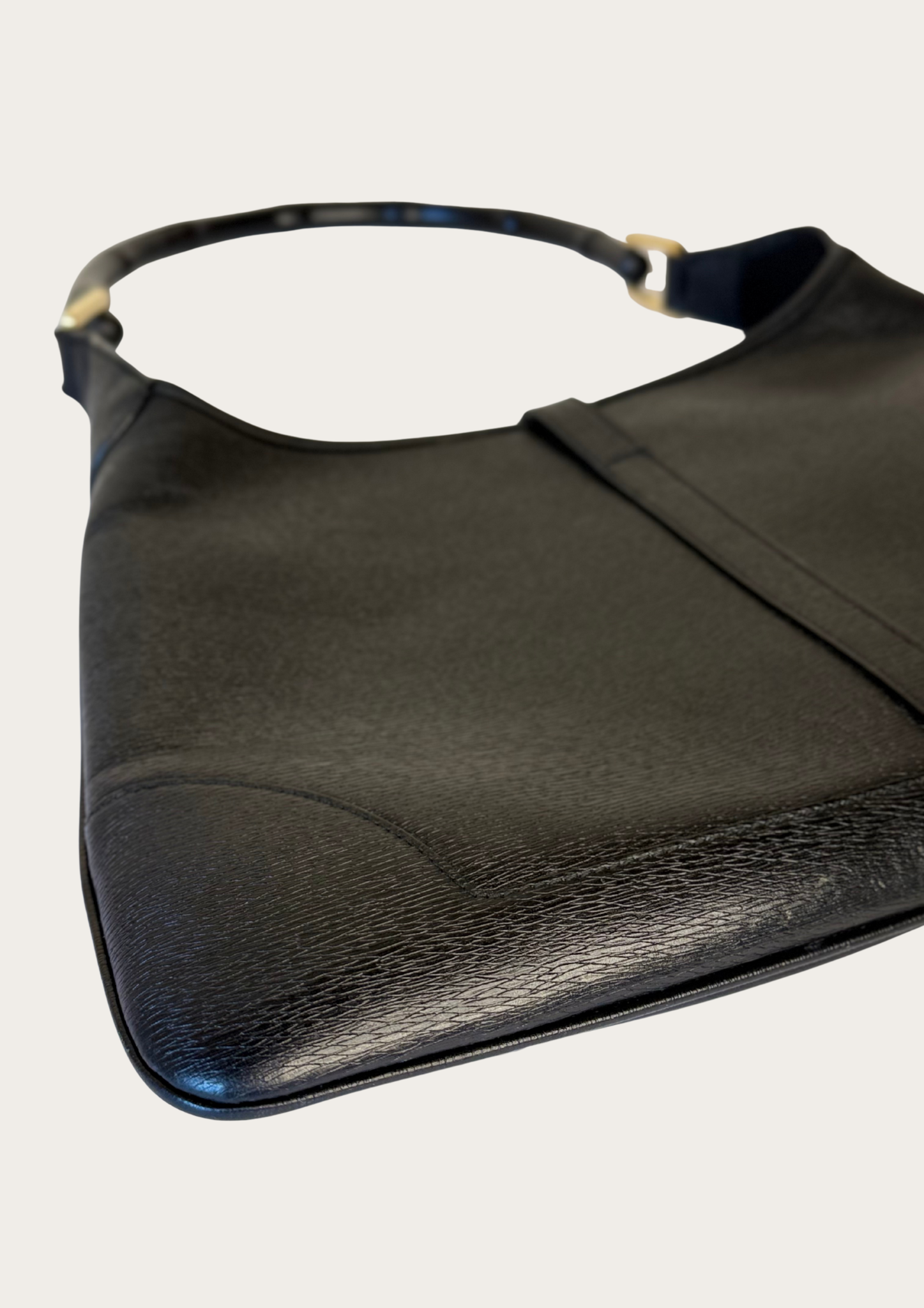 Vintage Gucci Jackie bamboo handle all leather black shoulder bag