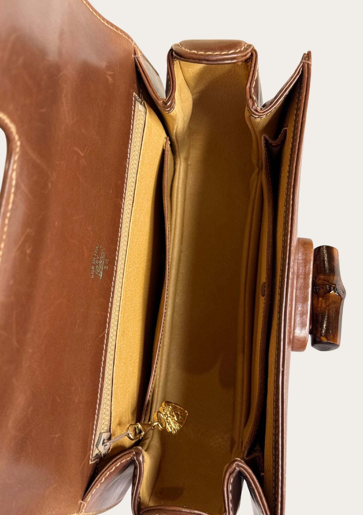 Authentic Gucci bamboo 1947 convertible handbag in brown leather