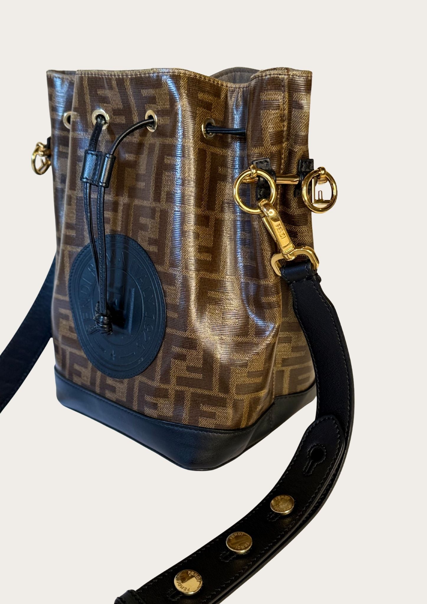 Authentic Fendi Mon Trésor bucket bag (medium) in Zucca pattern