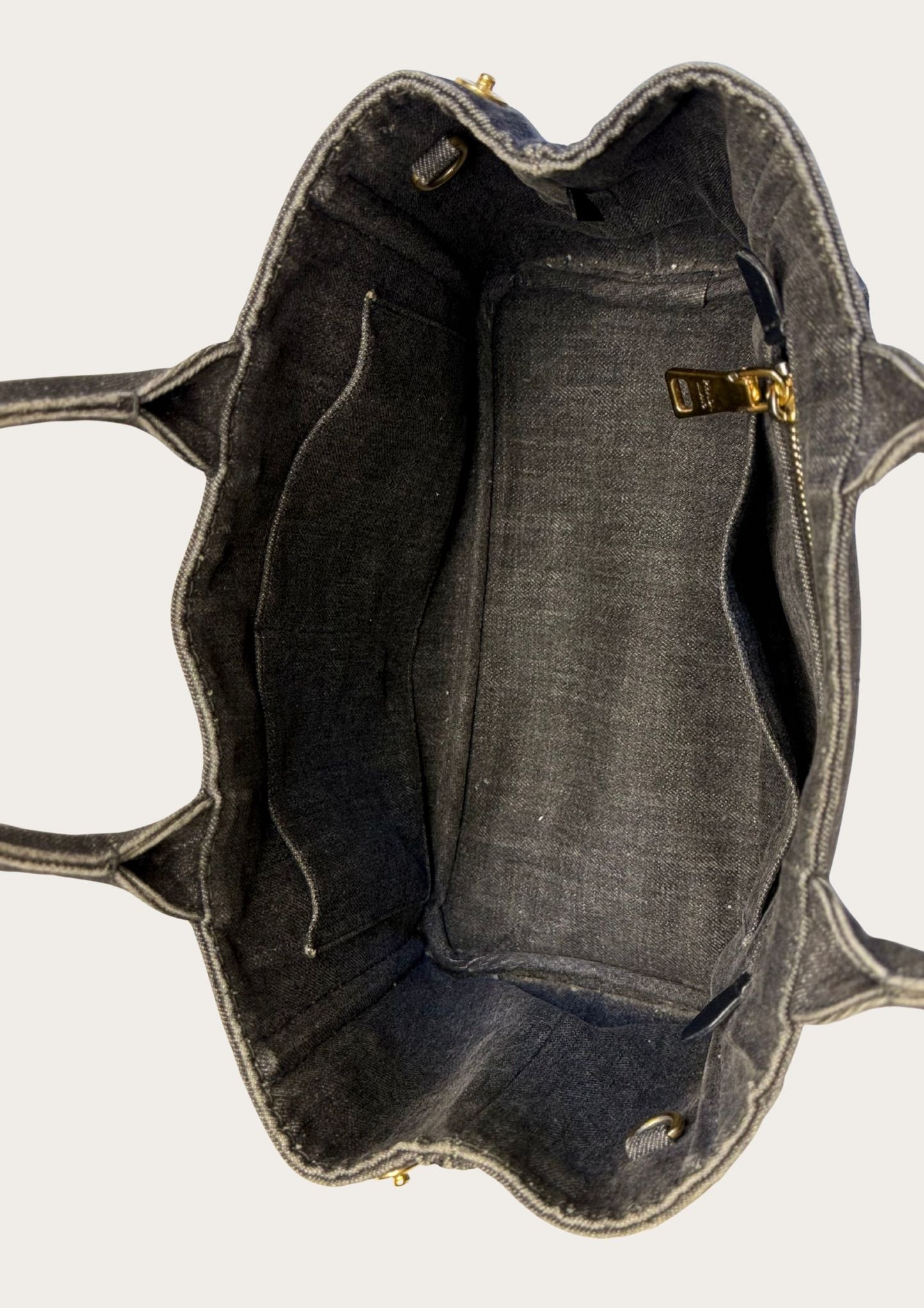 Authentic Prada Cabas Canapa tote bag in black denim