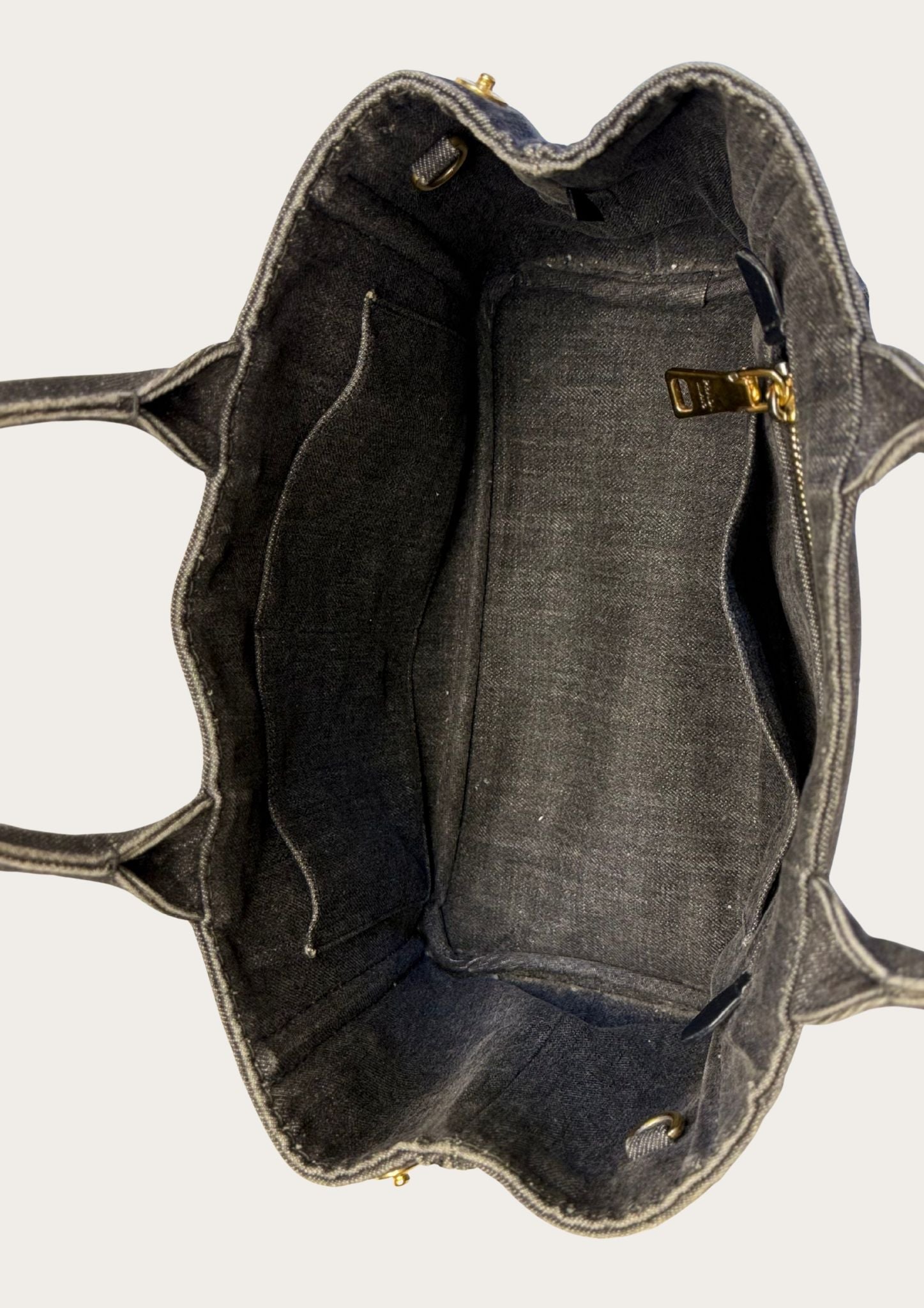 Authentic Prada Cabas Canapa tote bag in black denim