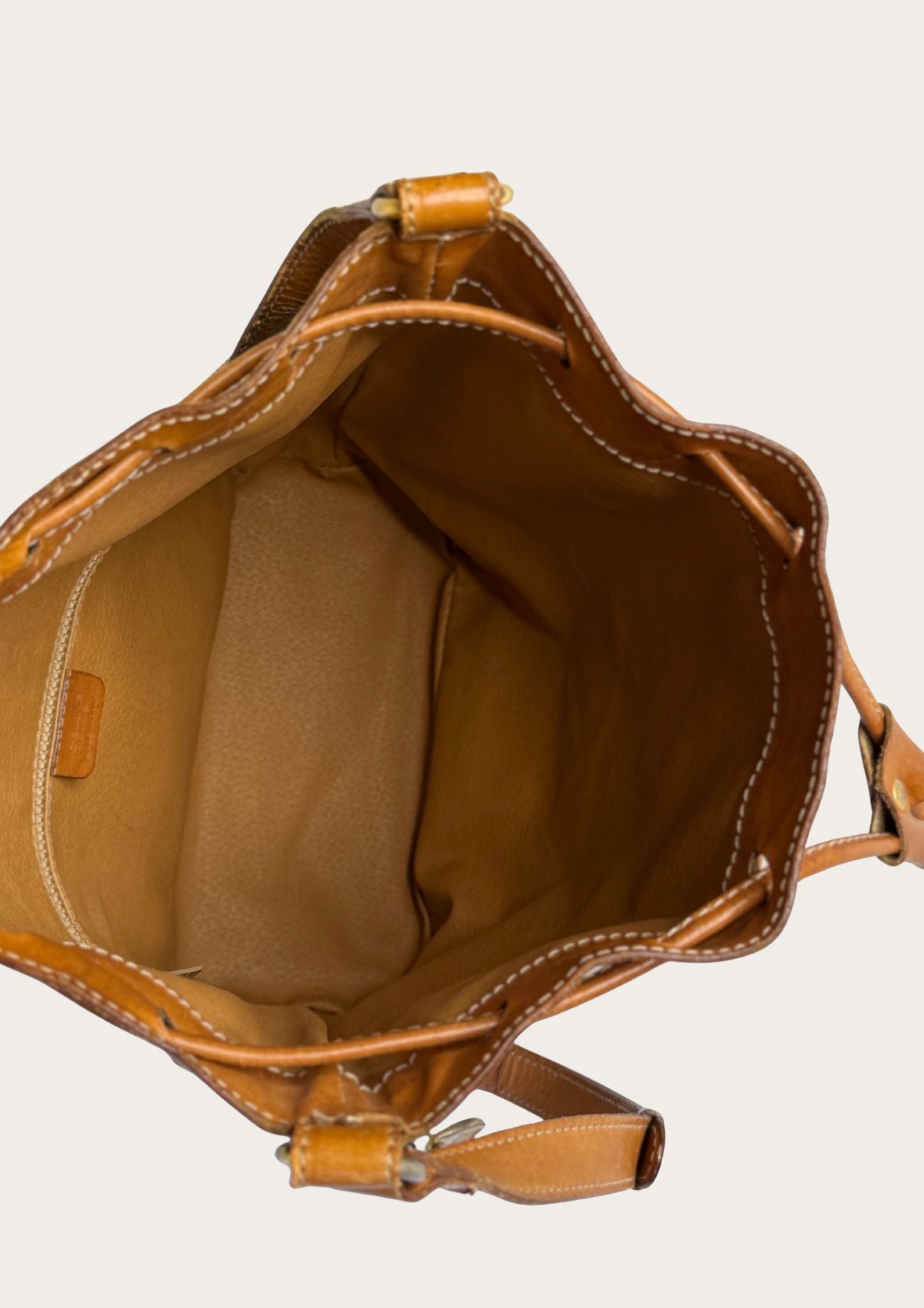 Genuine Celine bucket bag in macadam pattern with leather details