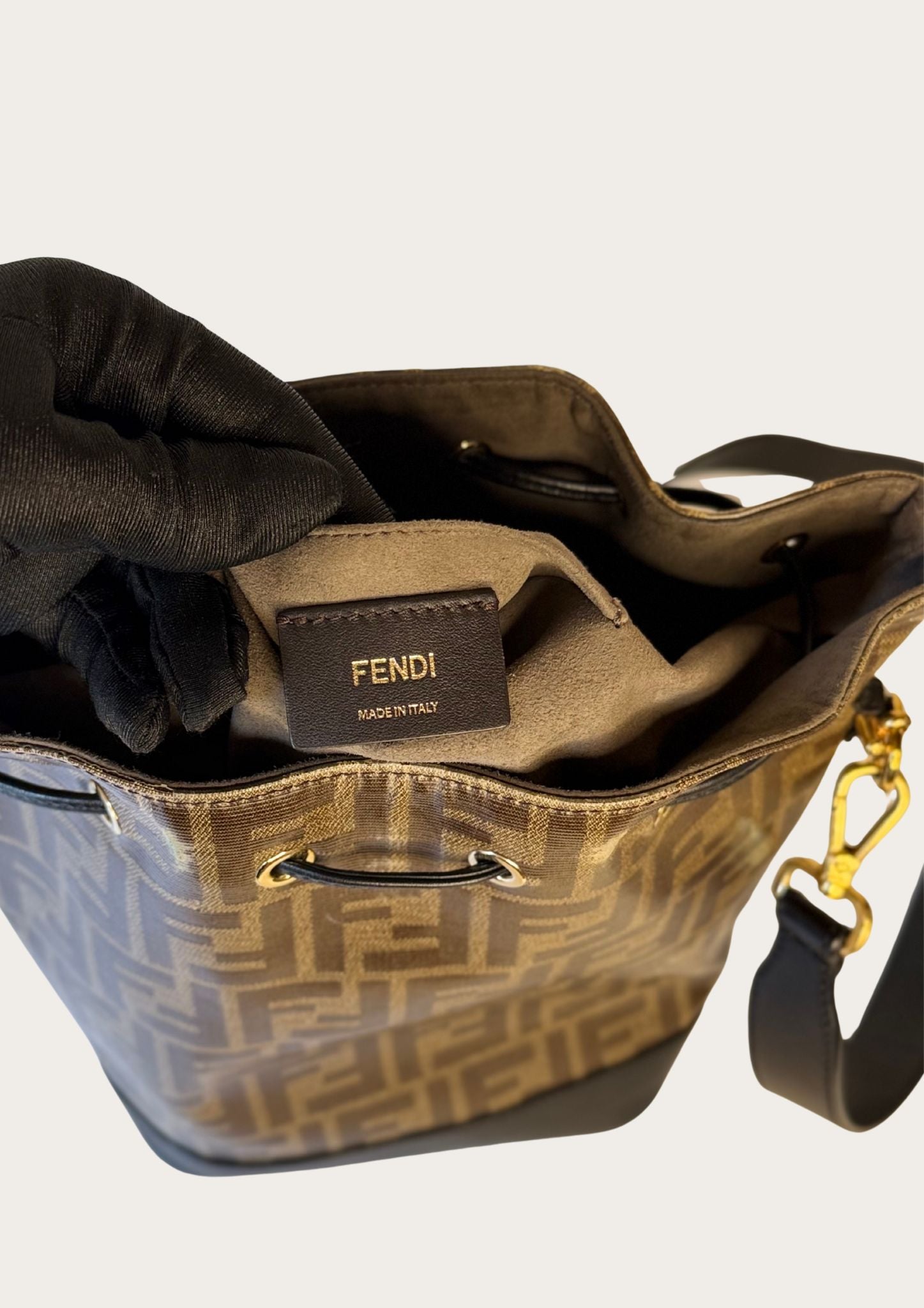 Authentic Fendi Mon Trésor bucket bag (medium) in Zucca pattern