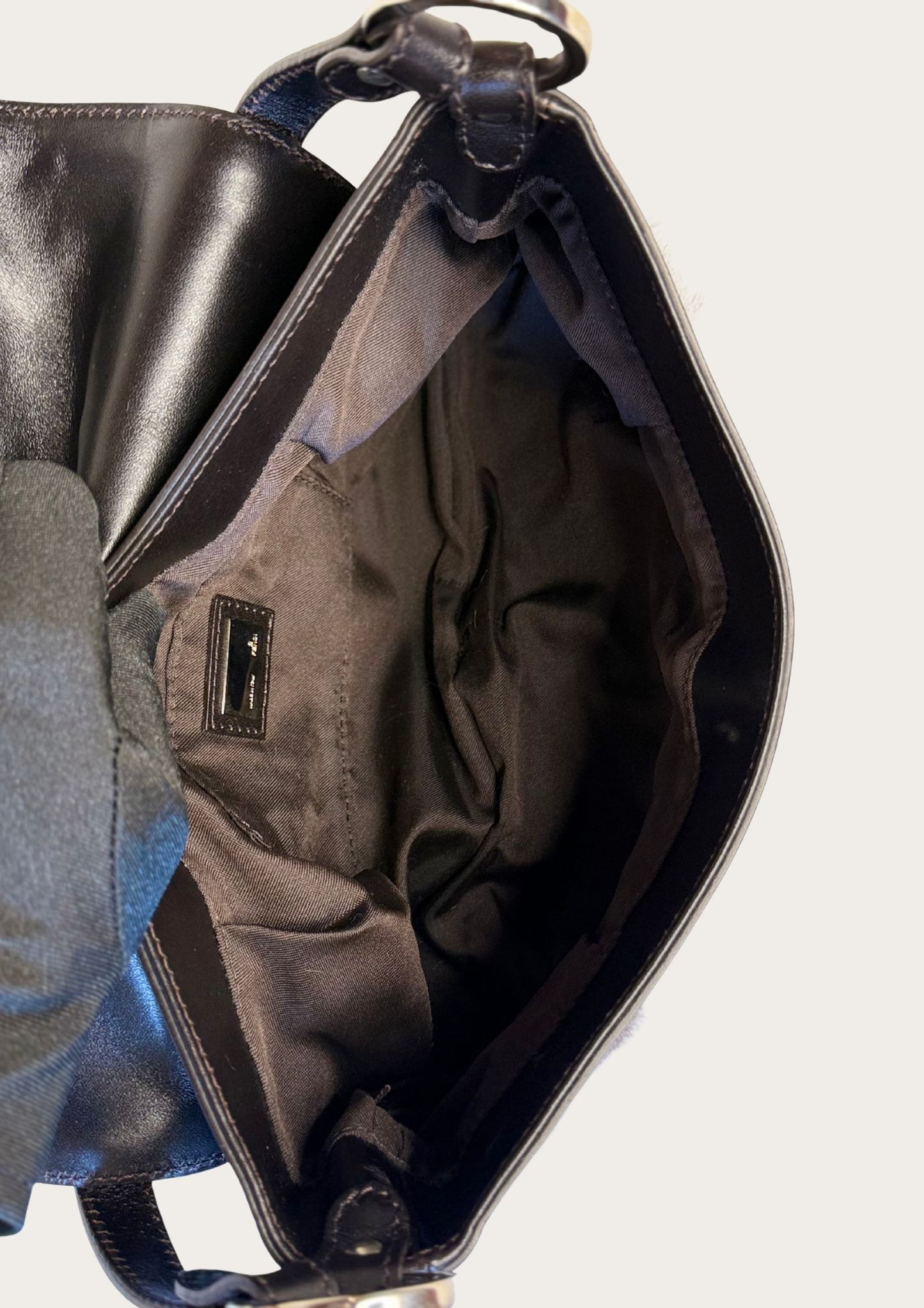 Genuine Fendi rabbit Chef bag with leather details