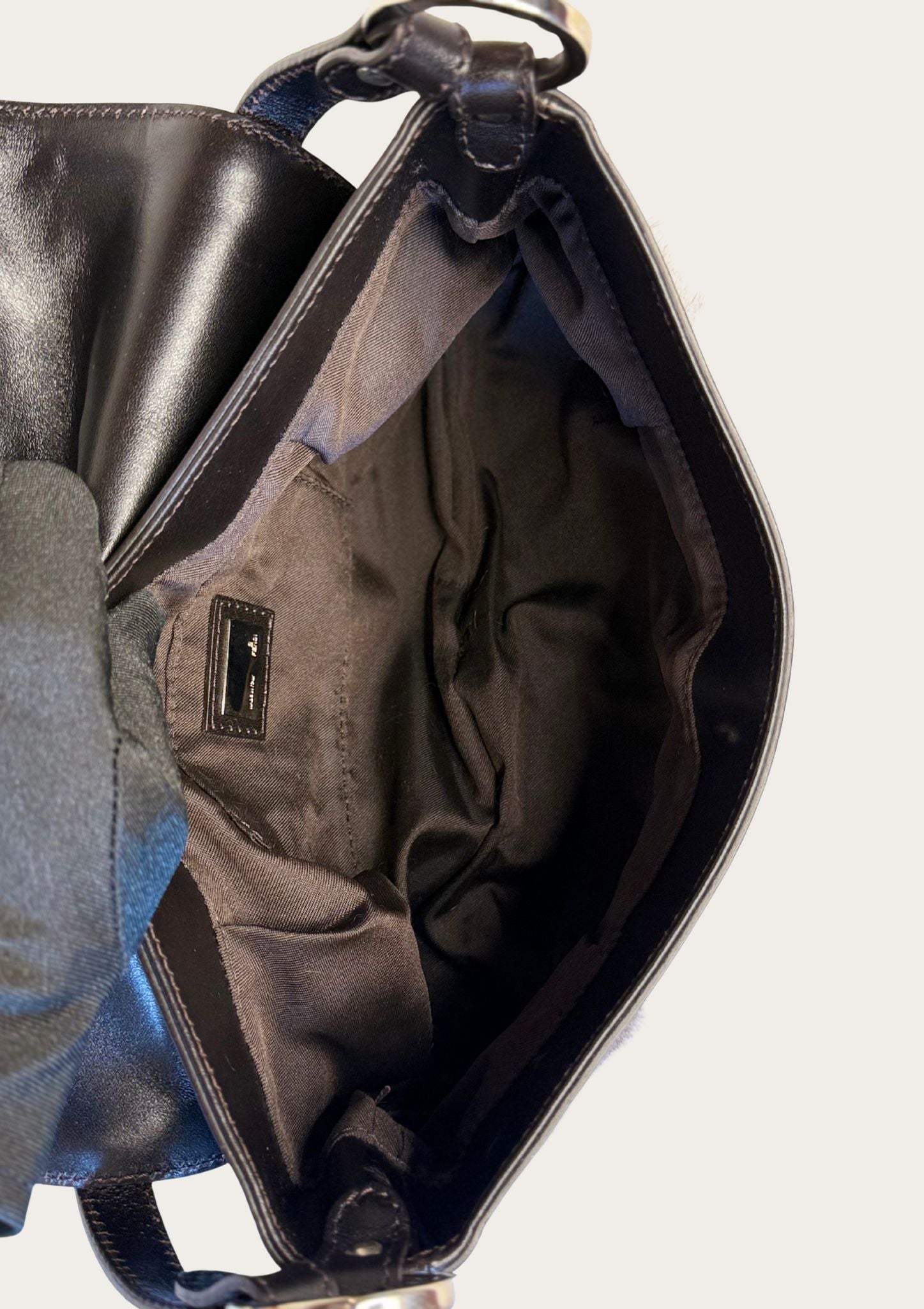 Genuine Fendi rabbit Chef bag with leather details