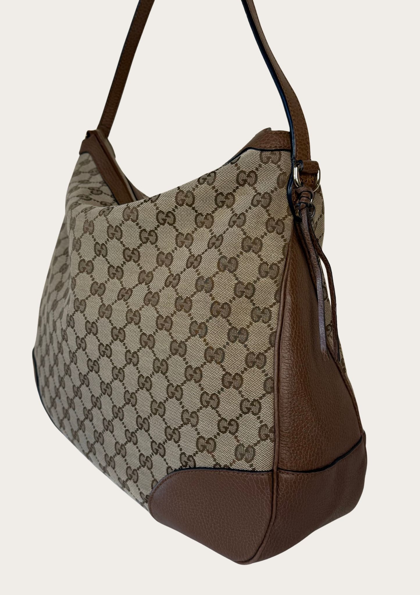 Genuine Gucci GG canvas and leather shoulder bag